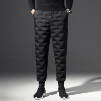 Mens down pants winter plus velvet warm pants 2020 new Korean version of the youth tide brand white duck down casual pants