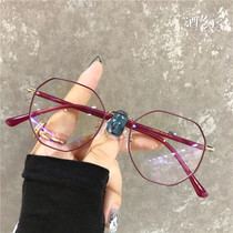 Small frame red ins Wind myopia glasses women can be equipped with degree polygon metal round face ultra light Korean tide frame