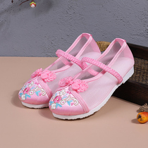 2021 summer new childrens embroidered shoes summer Net shoes girls breathable mesh shoes princess shoes national style Hanfu shoes