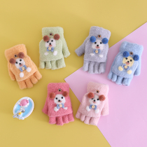 Children's gloves winter warm padded wool cotton 8-10-year-old boys and girls primary school students write flip autumn and winter days