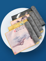 Painted double-sided velvet tea towel tea mat tablecloth absorbent towel long tea mat mat Chinese style Chinese style cotton and linen tablecloth fabric