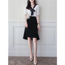 Early autumn new womens high cold fan xiaxiangfeng port style retro chic coat temperament goddess Fan two dress skirt