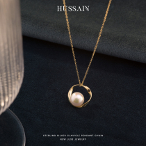 Hesheng original natural pearl gilded sterling silver pendant feminine light luxury collarbone necklace to girlfriend birthday gift