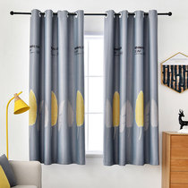 High shading curtain fabric finished floating window short curtain 2021 new simple bedroom rental flat window non-perforated installation