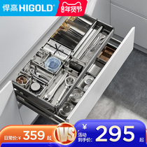 High kitchen cabinet tool basket single-layer drawer type basket space aluminum hydraulic damping cabinet storage basket