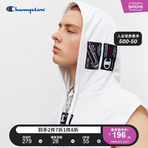 Champion Champion T-shirt official website 2021 summer new trend labeling cursive LOGO hooded vest T-shirt