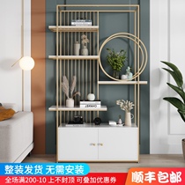 Qiancun light luxury wrought iron shelf Floor-to-ceiling bookshelf Living room entrance partition decorative rack Nail beauty salon display cabinet
