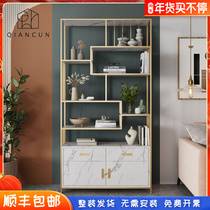 Thousand Village Nordic iron shelf living room Net red bookcase office floor partition light luxury multi-layer storage shelf