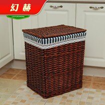 Rattan household dirty clothes storage basket dirty clothes basket Wicker rectangular dirty clothes basket woven basket with cover
