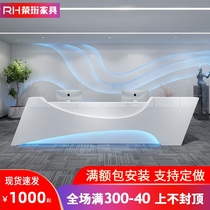 Front desk Reception desk White paint front desk Company curved bar Beauty salon cashier Early education kindergarten front desk