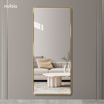 Light luxury aluminum alloy frame wall-mounted full-length mirror Bedroom household wall-mounted full-length mirror Clothing store floor-to-ceiling fitting mirror