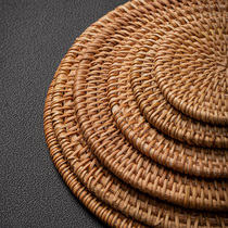 Hand-woven rattan mat coaster bamboo mat thickened heat insulation and anti-scalding creative home tea ceremony table mat tea pot mat cup holder
