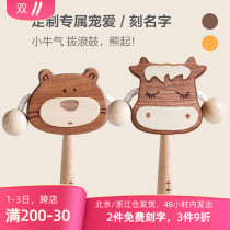 Ink small rattle newborn baby child can bite baby Full Moon gift wooden grip audition training toy