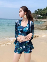 2021 new net red models couple swimsuit women cover belly thin three-piece set long-sleeved sunscreen men awkward swimming trunks