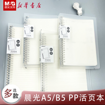 Morning light iron clamp loose sheet This vitality clip PP housing Detachable notebook A4A5B5 classification minimalist student stand-out core paper grid wrong box English blank Straight