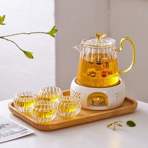 Mini boiled tea cup with tea cup heat-resistant glass heated candle holder candle cooking tea stove bubble flower tea tea pot set