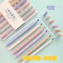 Korea double-head fluorescent pen eye pale color mark Silver mark Macaron multicolor soft heads color pen and notes special large capacity Morandi emphasize shining pale pale pale color pen