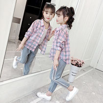 Summer shirt Spring and autumn checkered CUHK Baby Baby Long Sleeve Spring Child Clothing Tide Children Spring Clothing Girl Blouse Lining Clothes