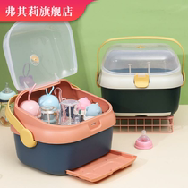 Baby food supplement tool storage box baby tableware bottle box drain dustproof large storage box Special