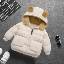 Winter new childrens down cotton clothes men and women children plus velvet padded padded jacket baby warm coat clothes