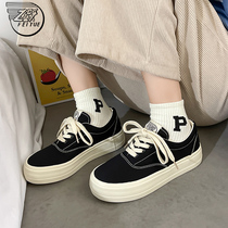 Leap womens shoes black canvas shoes women ulzzang wild 2021 autumn new leisure ins trend Board Shoes