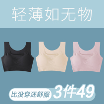 Sports underwear womens summer big chest show small no steel ring gathers high school student vest no trace ice silk bra thin