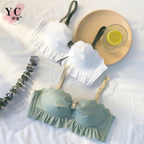 Yiche underwear womens small chest gathered without rims flat chest aa cup not empty cup sexy small chest thick bra set summer