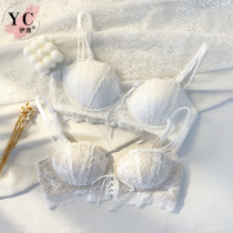 Clear Summer free steel ring underwear Female small breasts with large flat breasts special white Sexy lace bra bra suit