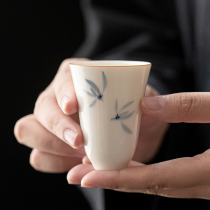 Pure hand-painted orchid tea cup single Cup Juxiang Cup Thin tire Master Cup creative tea cup ceramic kung fu tea set Tea Cup