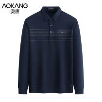 Okan Dad Spring Sleeve T-shirt Top Roll Strap in the middle of spring and autumn men Business Leisure Polo Shirt