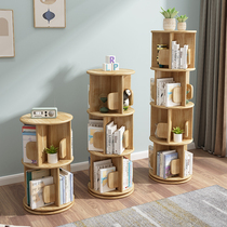 Full solid wood rotating bookshelf 360 degrees small landing childrens bookcase Home Living room Shelve Shelf Baby Plotter shelf