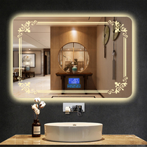 Smart bathroom mirror touch screen led bathroom mirror anti-fog vanity mirror wall-mounted simple European style toilet mirror