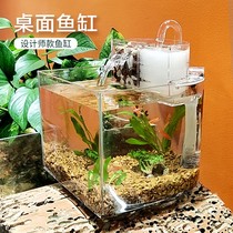  Desktop fish tank creative filtration free water change household mini small ecological landscaping goldfish tropical fish aquarium