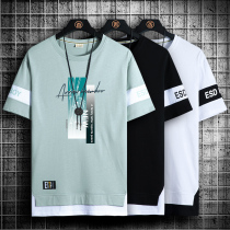 Short sleeve t shirt mens tide summer tide 2023 new cotton half sleeve shirt relaxed teenager clothes