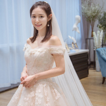 Shoulder 2021 new wedding dress dress tailing luxury little man Hepburn French style super fairy dream simple