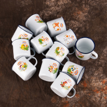 Enamel cup Nostalgic classic mug with lid Retro vintage iron teacup custom childrens zodiac tea jar