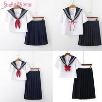 jk uniform skirt basic female college style white three bad genuine suit full set of orthodox sailor suit long dress