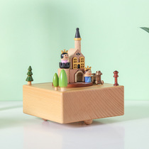 Music box Wooden Castle Valentines Day Music Box Christmas Girl Children Birthday gift Craft gift ornaments
