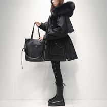 Toilwear down jacket Womens Mid-length 2021 new big Gosling hooded parker jacket