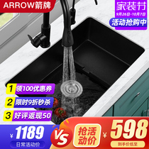 Wrigley Quartz Sink Large Single Tank Home Taobao Basin Black Granite Dishpiece Table and Lower Basin Package