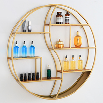 Nordic light luxury wall shelf Wrought iron wall hanging background wall beauty barber nail oil shop decoration shelf