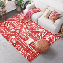 Nordic national wind carpet Moroccan style Simple bedroom living room carpet Bedside carpet Home warm red