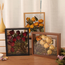 Dry flower frame diy hand-made flower roses preserve picture frame stereo hollow double side display box presents