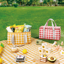 Outdoor picnic bag thickened aluminum film folding picnic basket handhandle when bag camping moisture-proof picnic mat receiver