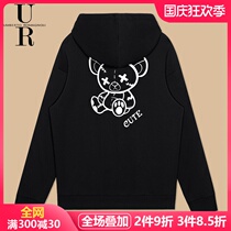 Ouyang Nana bear with the same chic Tide brand sweater men and women loose spring and autumn models plus velvet hooded jacket advanced sense