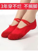 Soft-soled childrens dance shoes Shoes Female girls practice shoes Ballet dance red kindergarten adult cat claw shoes