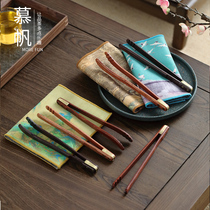 Mu Fan ebony tea clip wooden tweezers tea tools kung fu tea set accessories tea ceremony six gentlemen set tea towel