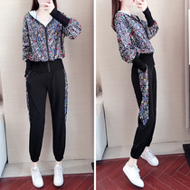 2022 New Fall Long Sleeves Sports Suit Womens Tide Cards Fashion Shows Slim Open Jersey Clothing Leisure Two Sets Winter