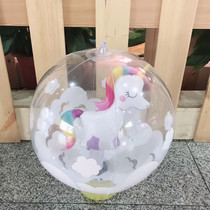 Water play water polo childrens inflatable ball Childrens ball middle ball Unicorn toy three-dimensional beach ball Early education ocean ball