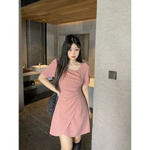 Kurosaxuan Seven 2022 Summer New Short dress Dress Woman Cashews slim temperament Body Collar Pressed Pleat Skirt